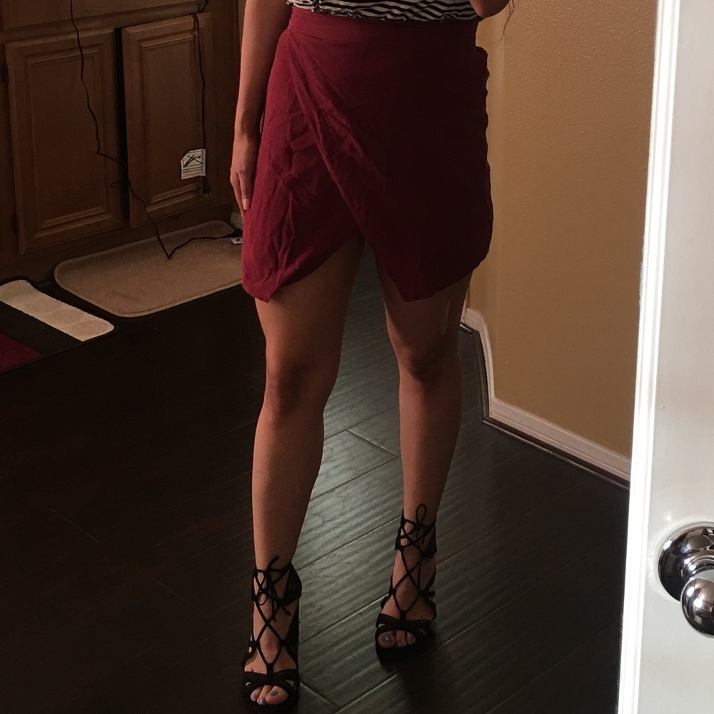 Madewell Asymmetrical Maroon Skirt